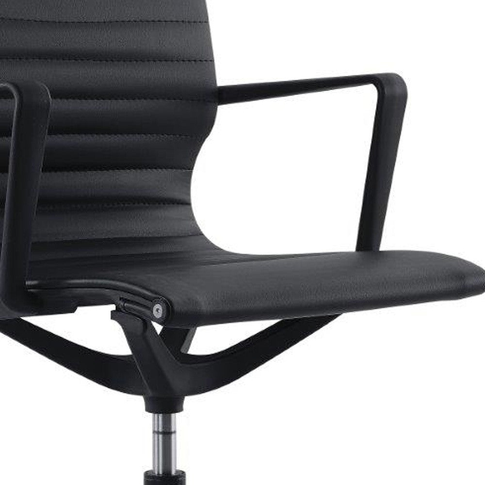 Black Adjustable Swivel Fabric Rolling Office Chair Image 4