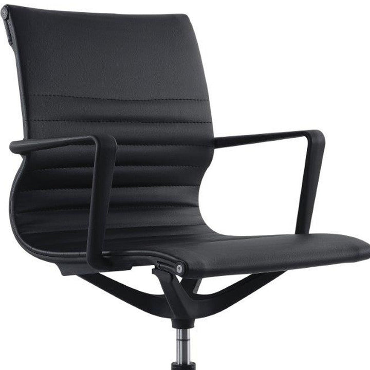 Black Adjustable Swivel Fabric Rolling Office Chair Image 5