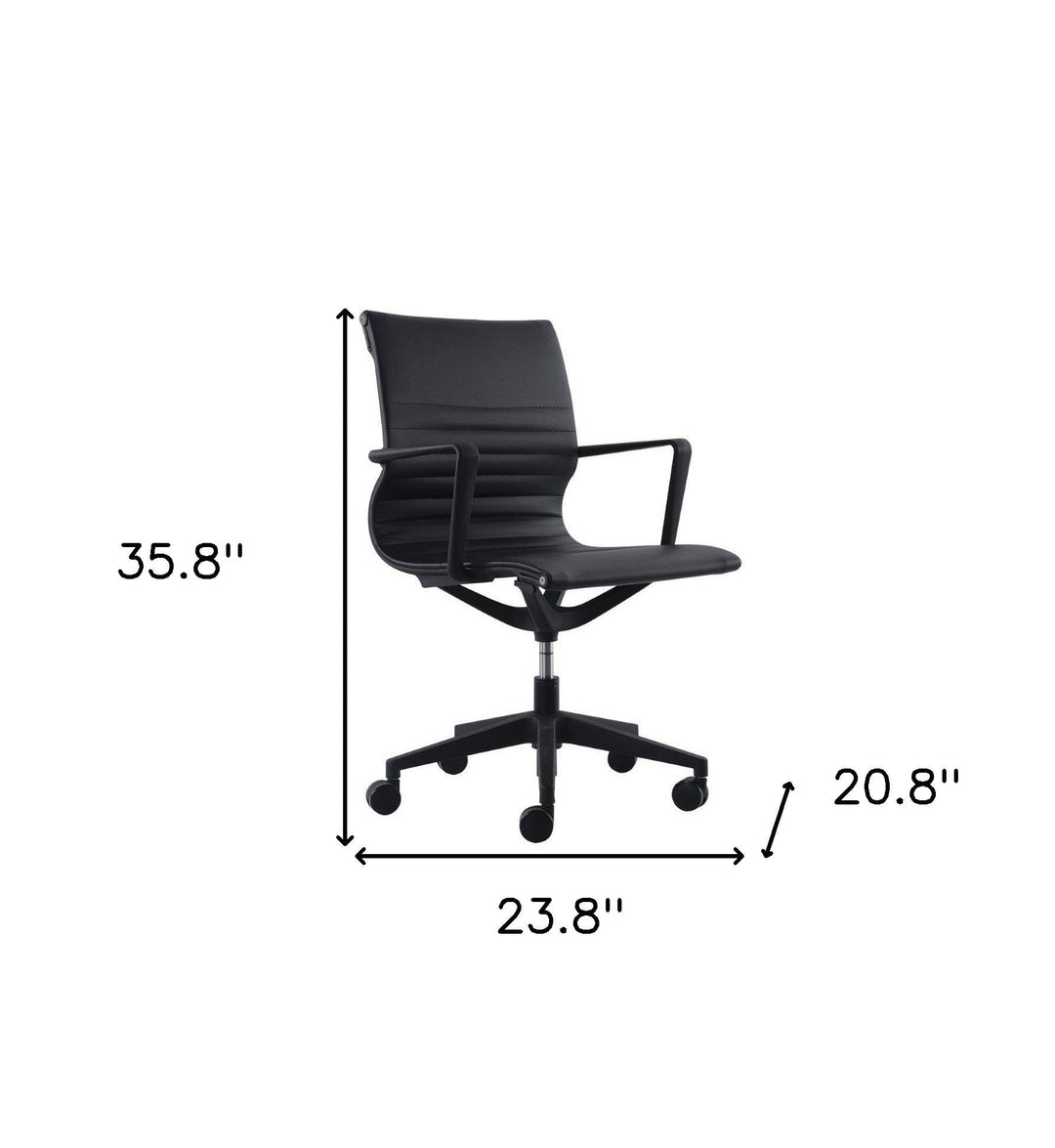 Black Adjustable Swivel Fabric Rolling Office Chair Image 6