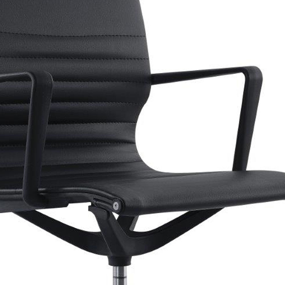 Black Adjustable Swivel Fabric Rolling Office Chair Image 7