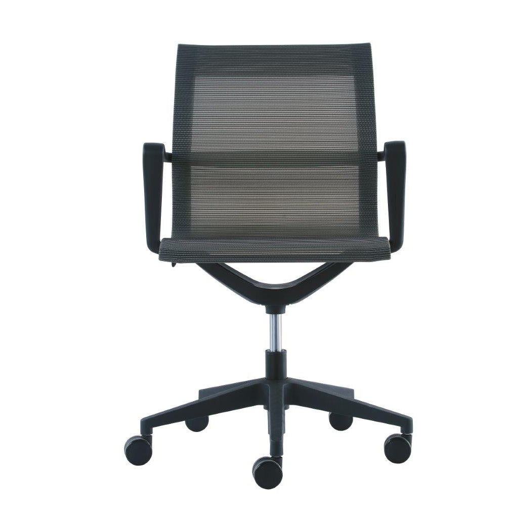 Black Adjustable Swivel Fabric Rolling Office Chair Image 9