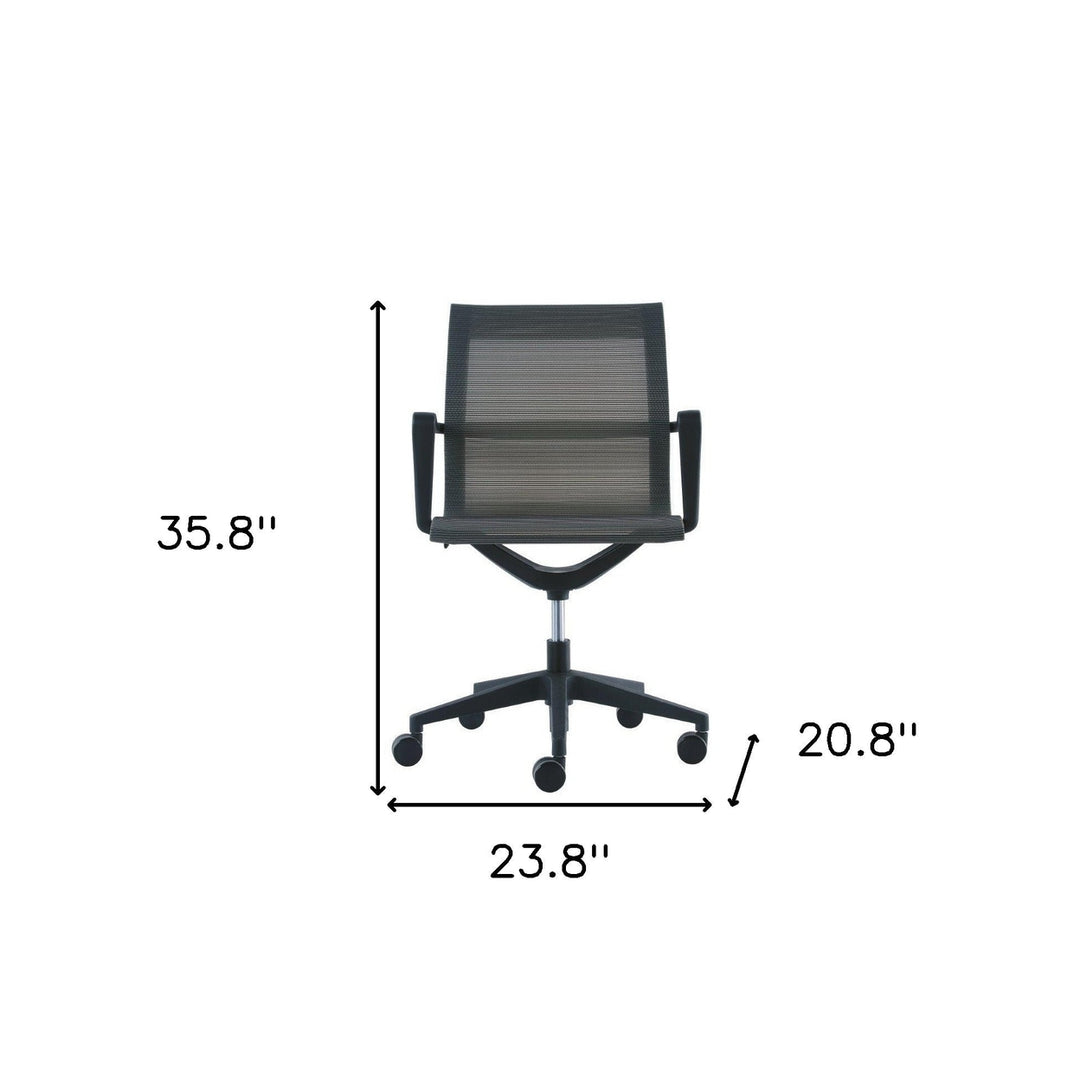 Black Adjustable Swivel Fabric Rolling Office Chair Image 12