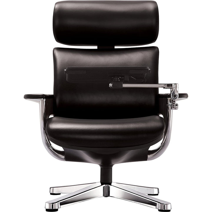 Black and Silver Swivel Faux Leather Executive Office Chair Image 4