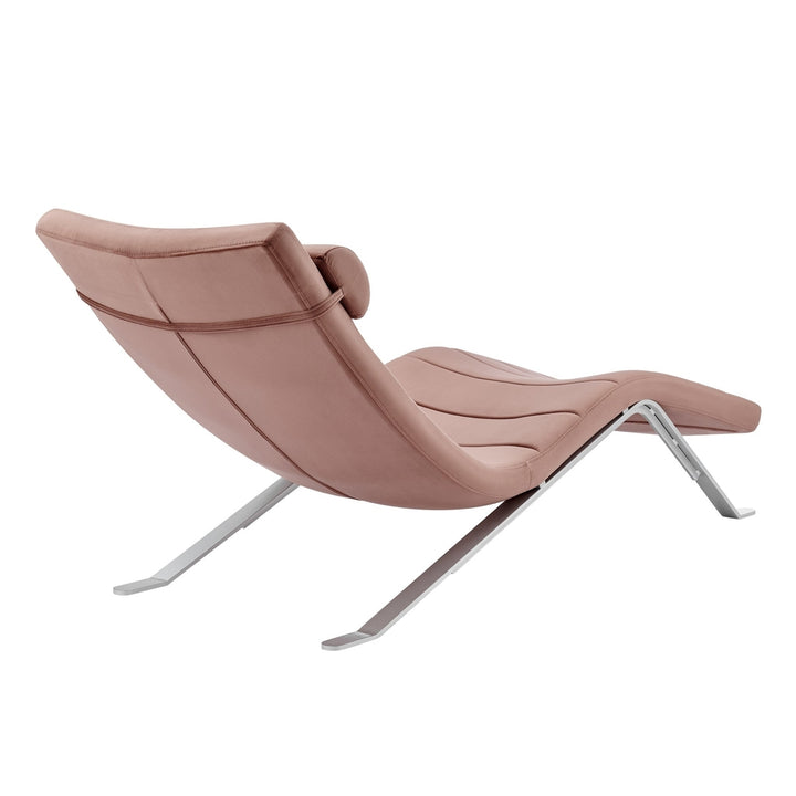 66" Rose and Silver Velvet Lounge Chair Image 3