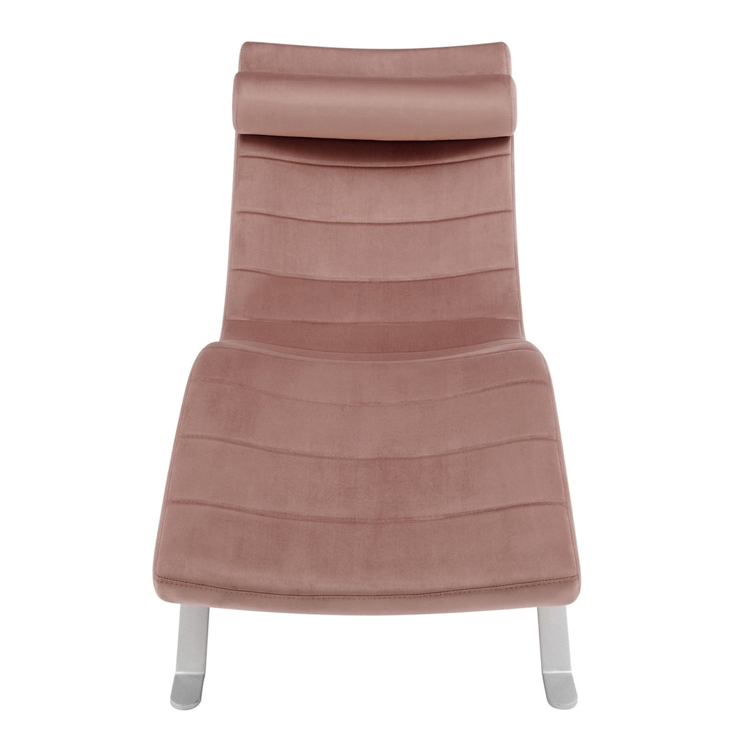 66" Rose and Silver Velvet Lounge Chair Image 4