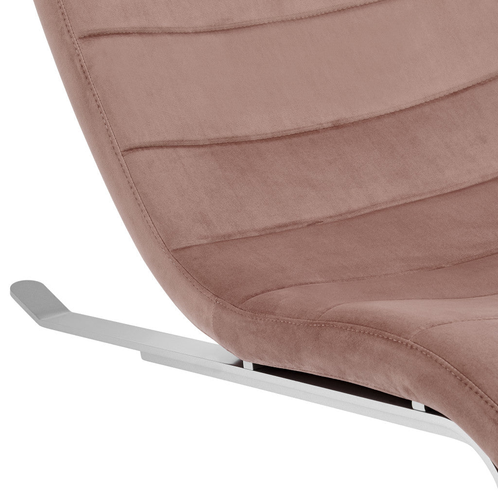 66" Rose and Silver Velvet Lounge Chair Image 7