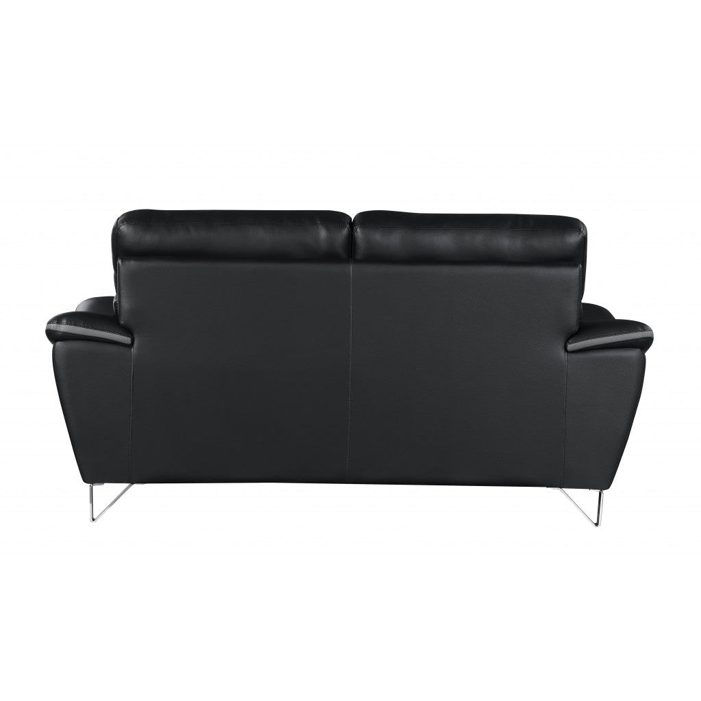 69" Black And Silver Faux Leather Love Seat Image 3