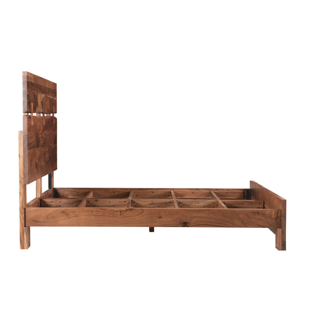 Brown Live Edge Solid Wood Queen Bed Image 4