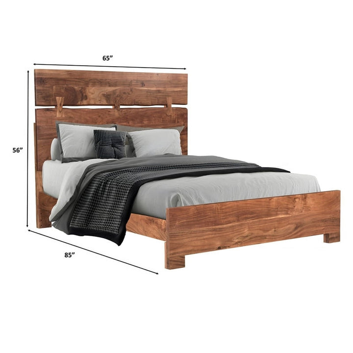 Brown Live Edge Solid Wood Queen Bed Image 6