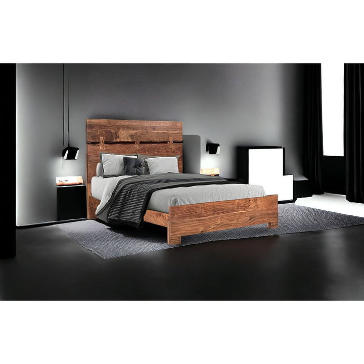 Brown Live Edge Solid Wood Queen Bed Image 9