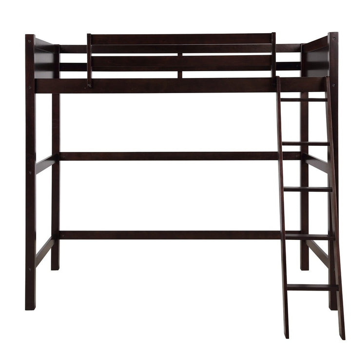 Brown Twin Size Hight Loft Bed Image 9