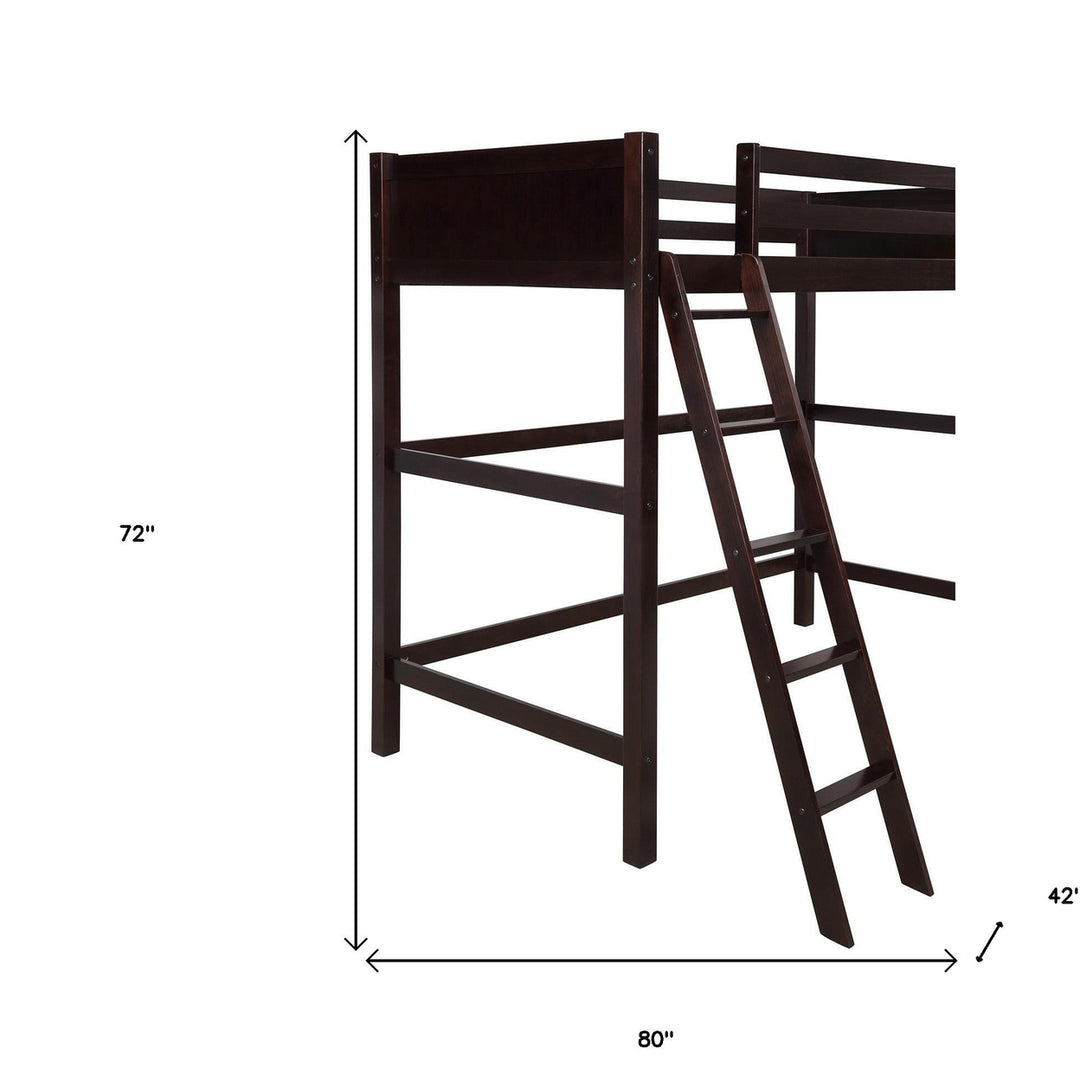 Brown Twin Size Hight Loft Bed Image 10