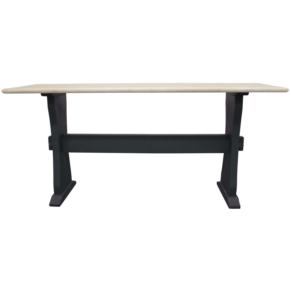 70" Ivory and Black Genuine Marble Trestle Console Table Image 2