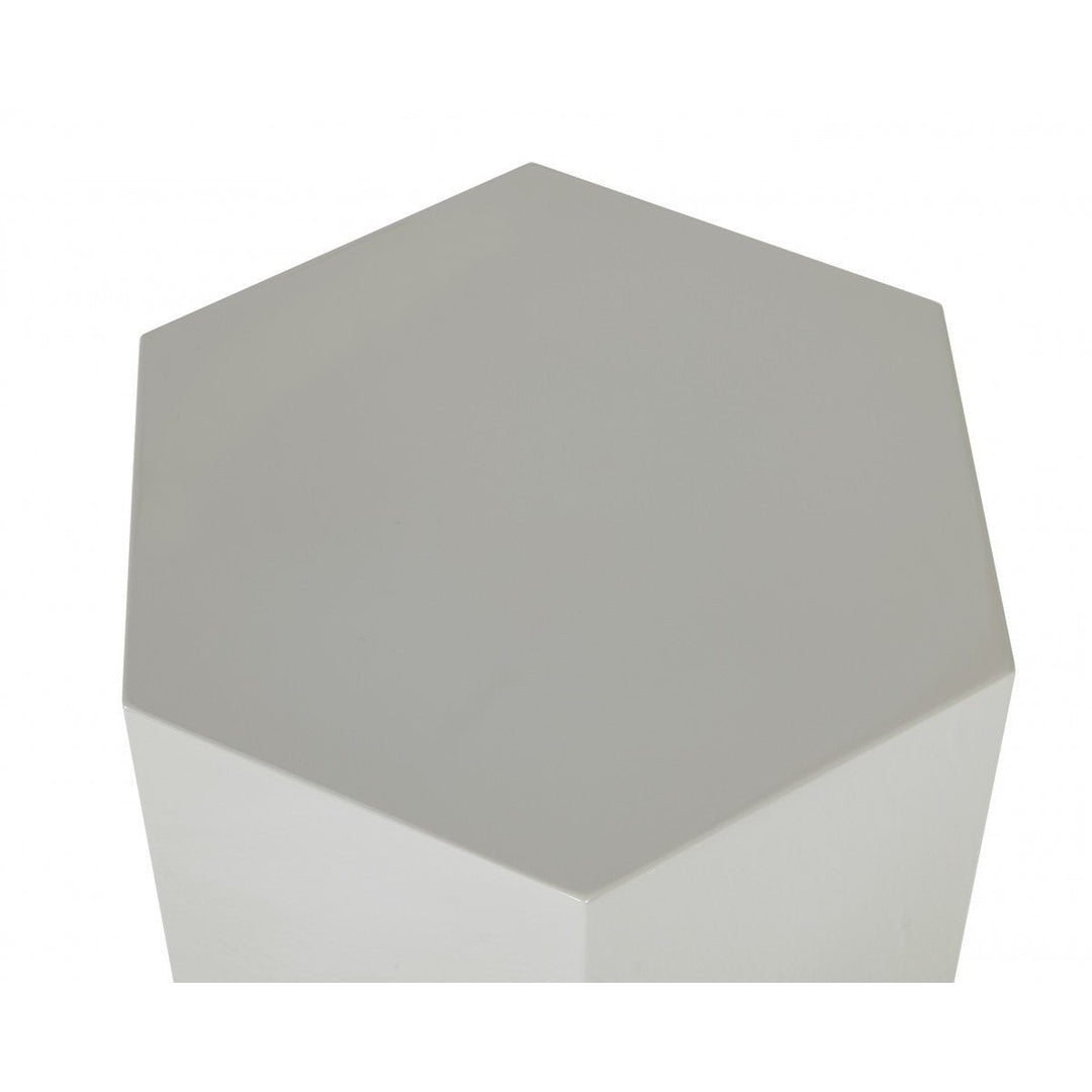 9" Light Gray Hexagon End Table Image 2