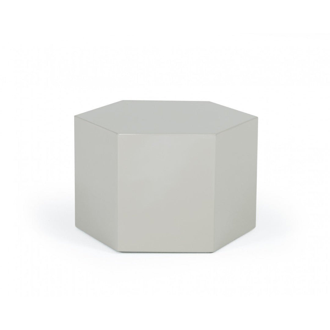 9" Light Gray Hexagon End Table Image 3