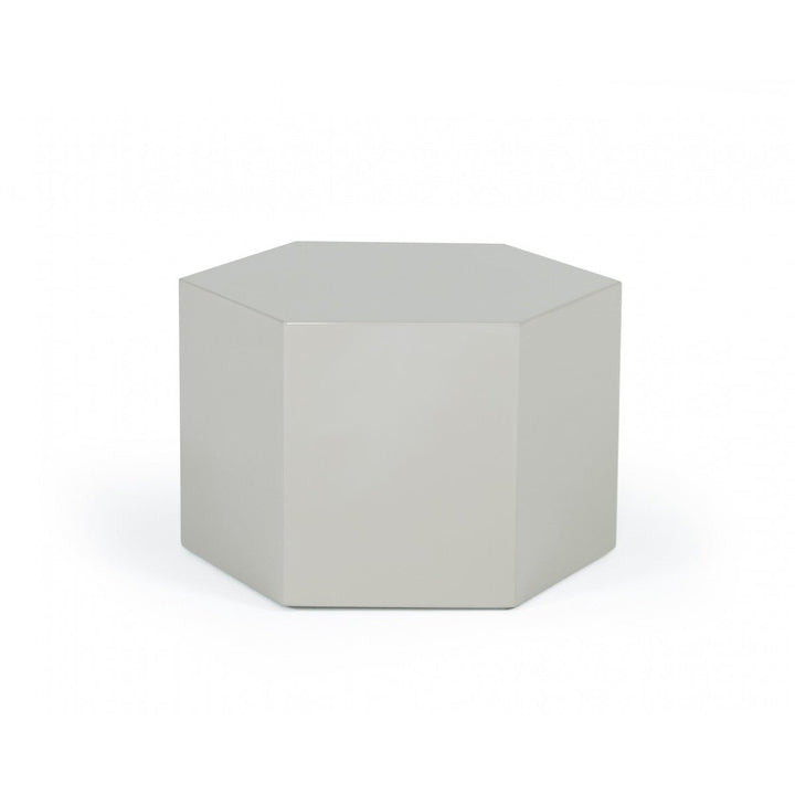 9" Light Gray Hexagon End Table Image 3