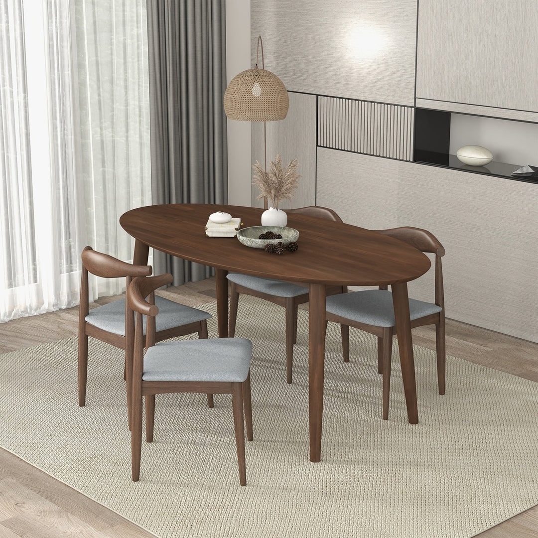 Ada Mid Century Modern Style Solid Wood Walnut Oval Dining Image 2