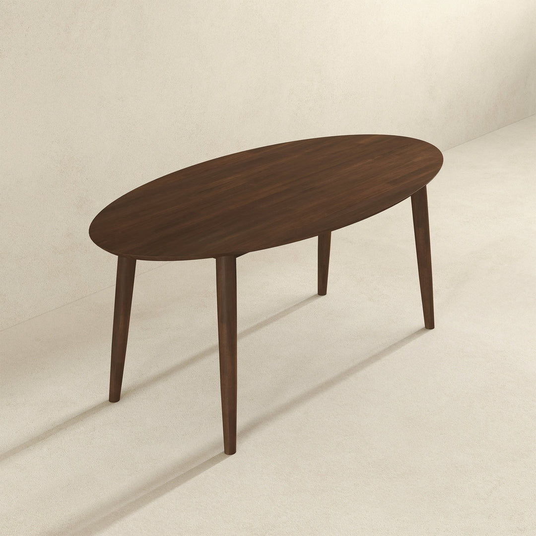 Ada Mid Century Modern Style Solid Wood Walnut Oval Dining Image 3