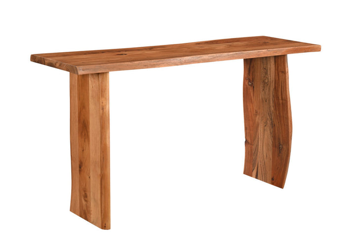 57" Chestnut Solid Wood Sled Console Table Image 1