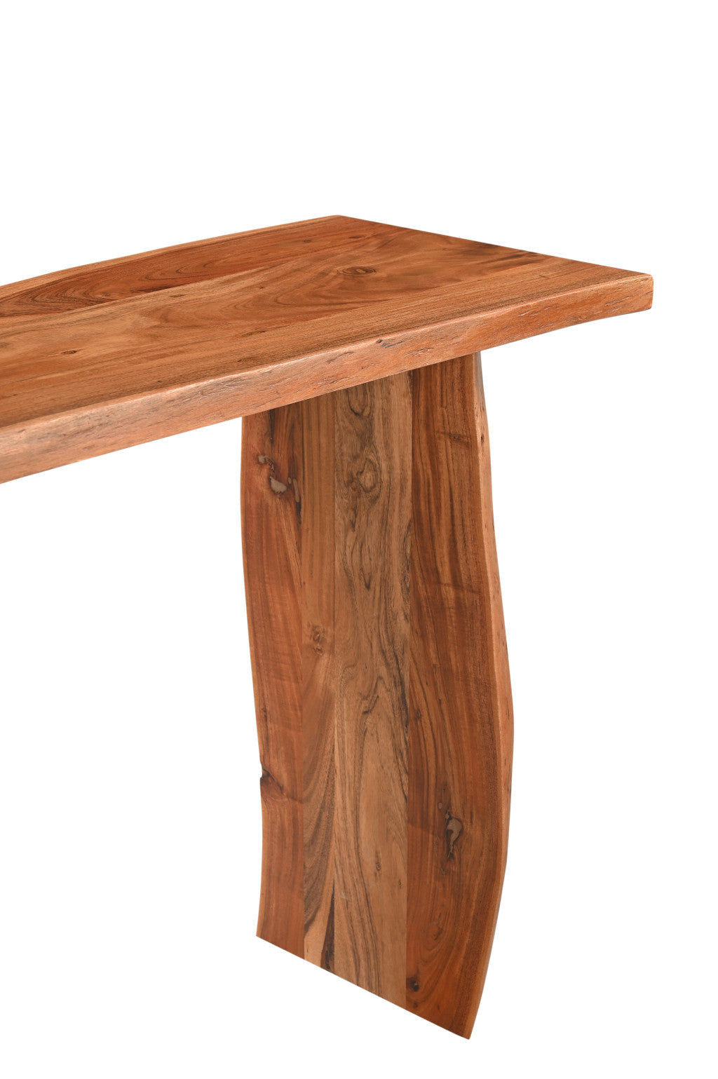 57" Chestnut Solid Wood Sled Console Table Image 3