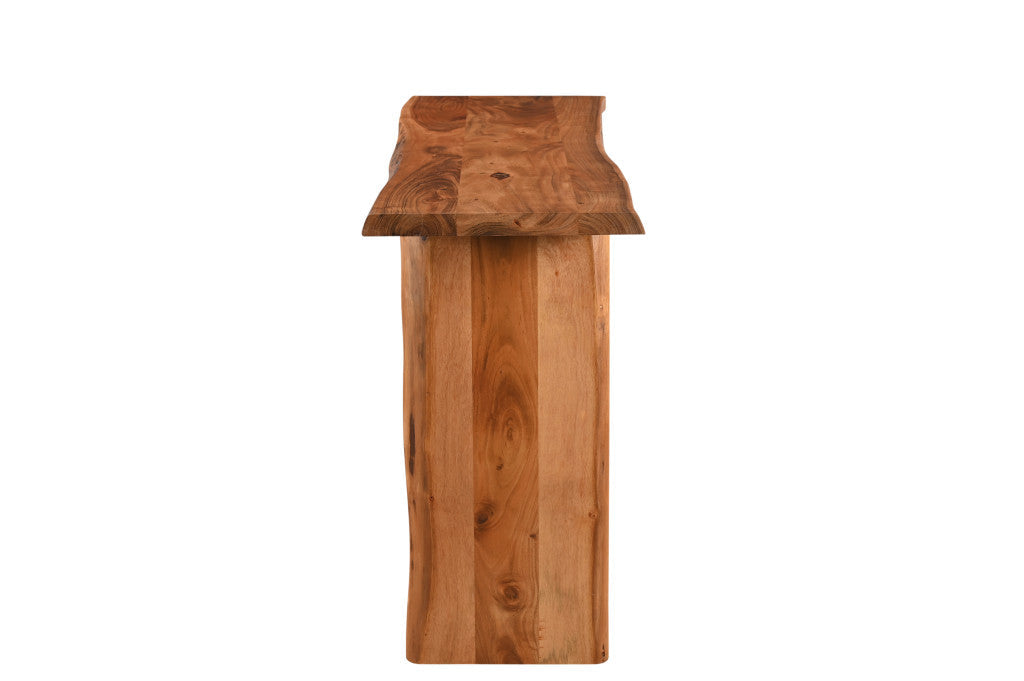 57" Chestnut Solid Wood Sled Console Table Image 4