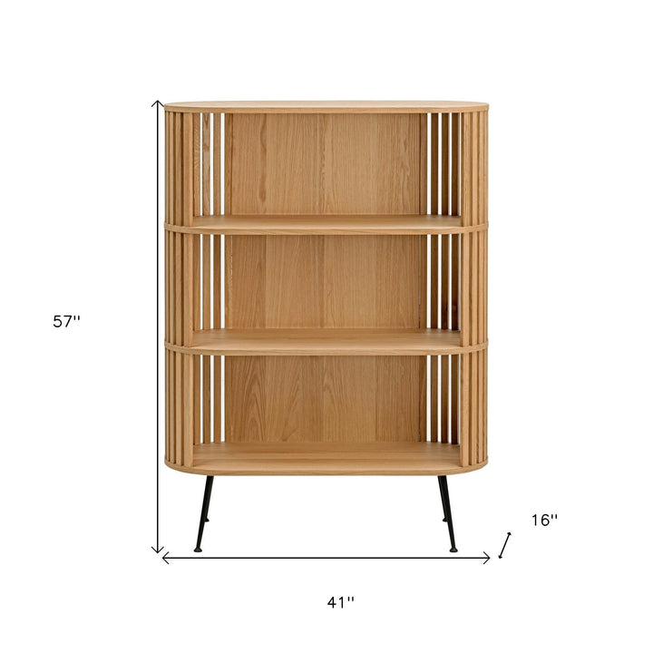 57" White Wood Three Tier Standard Bookcase Image 8