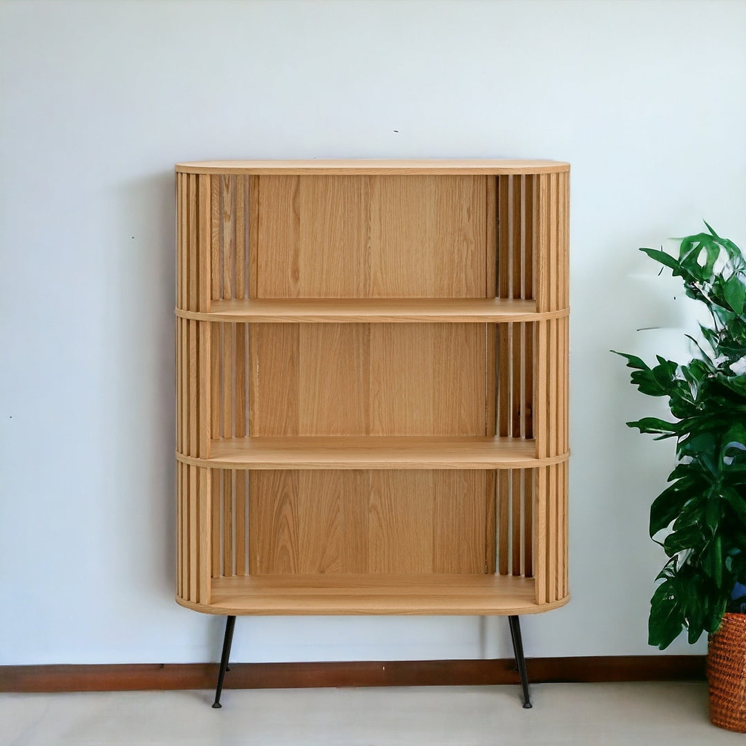 57" White Wood Three Tier Standard Bookcase Image 9