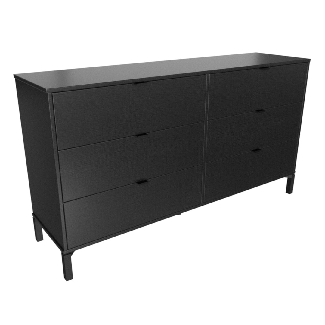 59" Black Charcoal Six Drawer Double Dresser Image 1