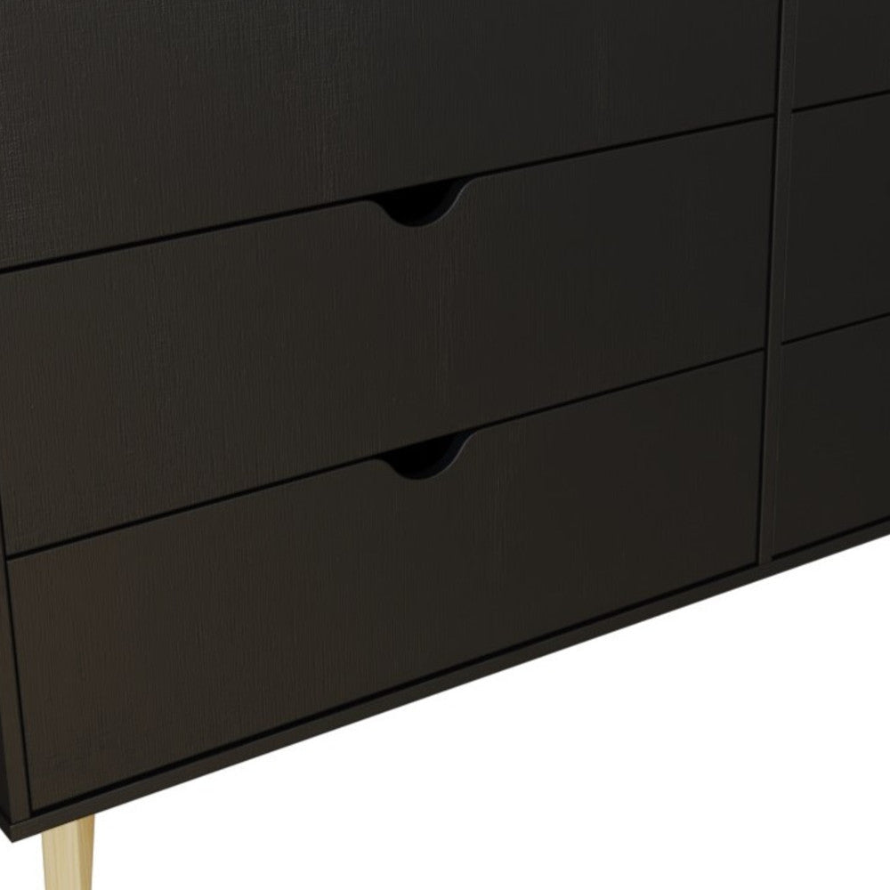 59" Black Scoop Handle Six Drawer Double Dresser Image 6