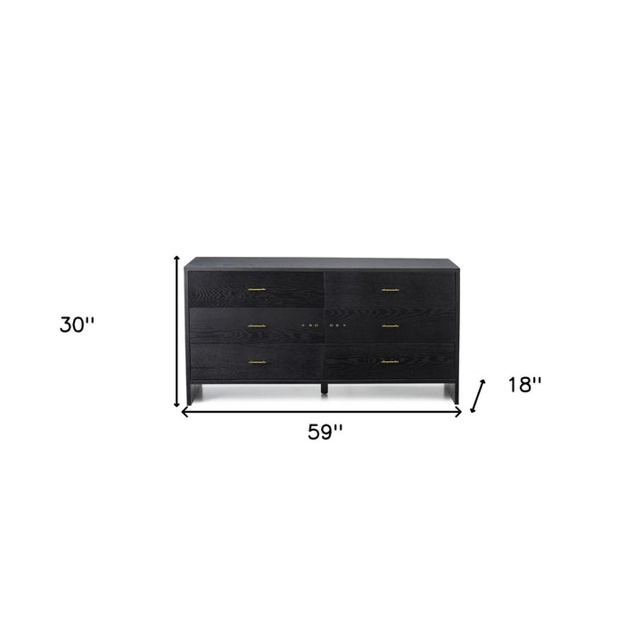 59" Grey Ash Manufactured Wood Six Drawer Double Dresser Image 5