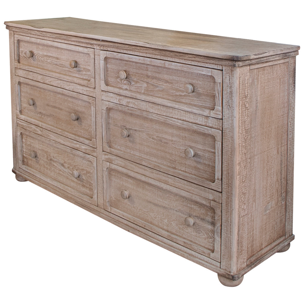 59" Natural Solid Wood Six Drawer Double Dresser Image 4