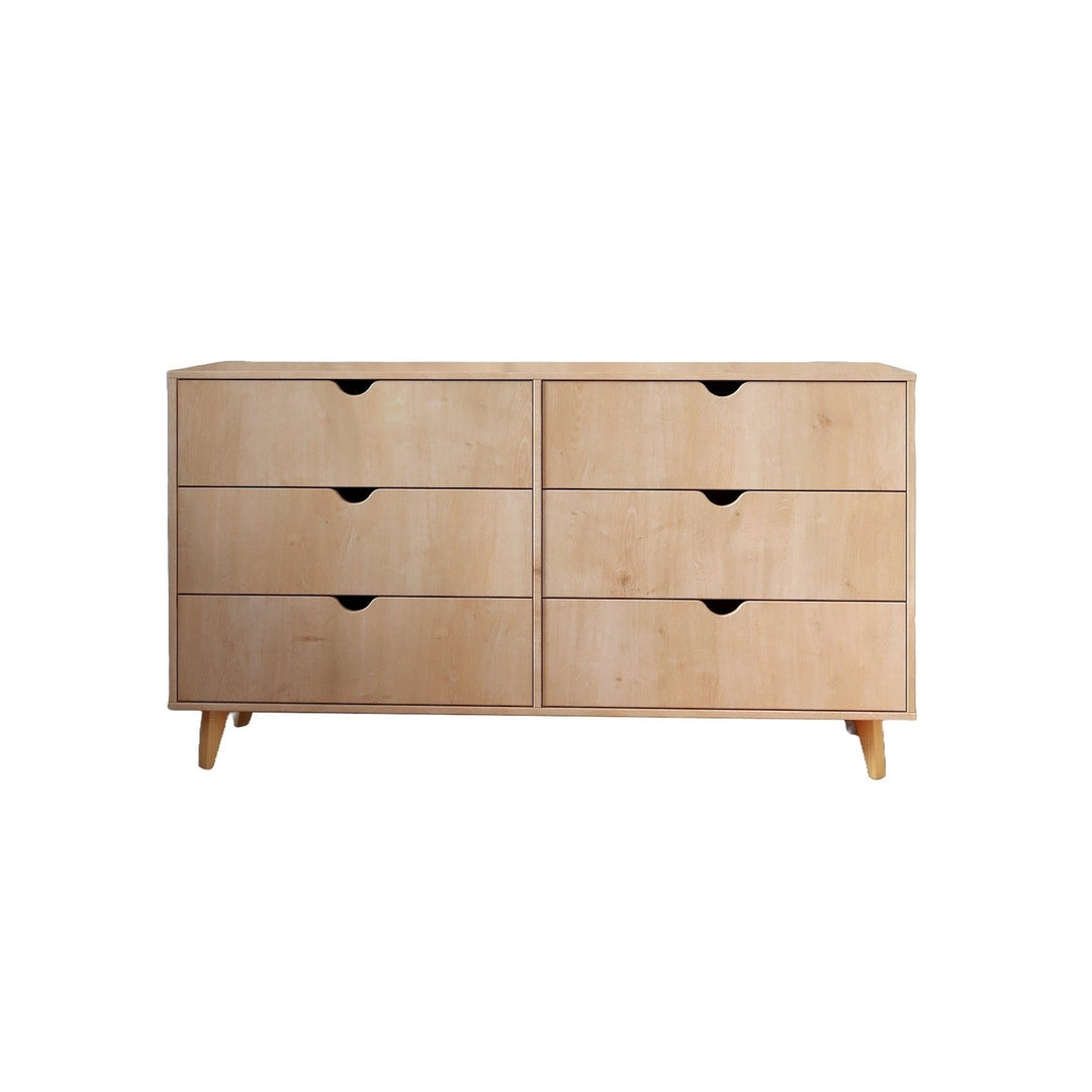 59" Natural Scoop Handle Six Drawer Double Dresser Image 6