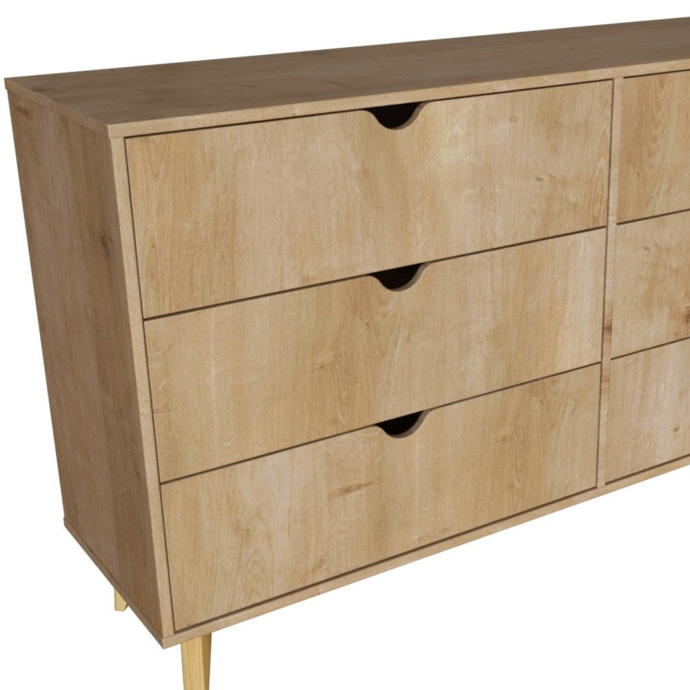 59" Natural Scoop Handle Six Drawer Double Dresser Image 8