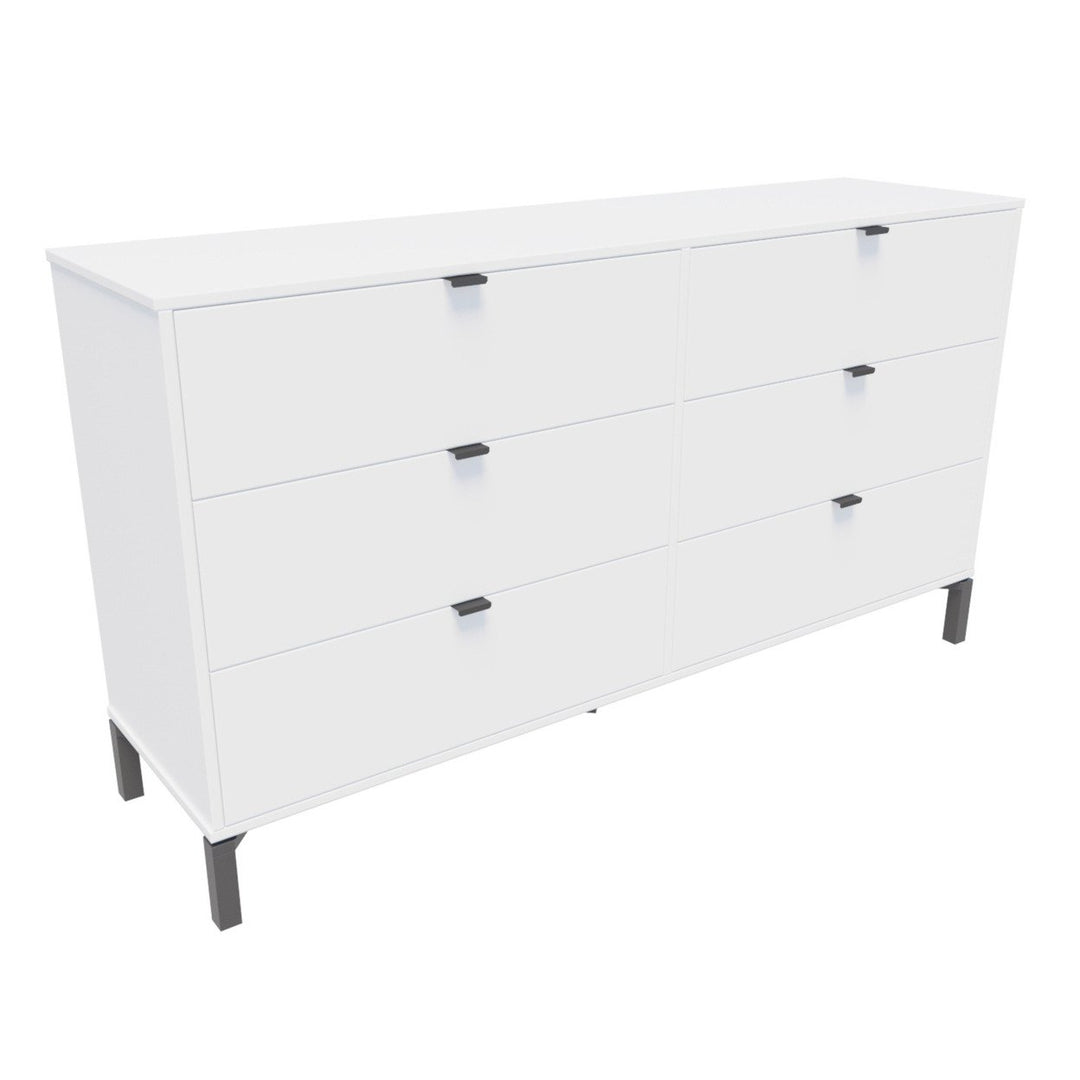 59" White and Black Six Drawer Double Dresser Image 1