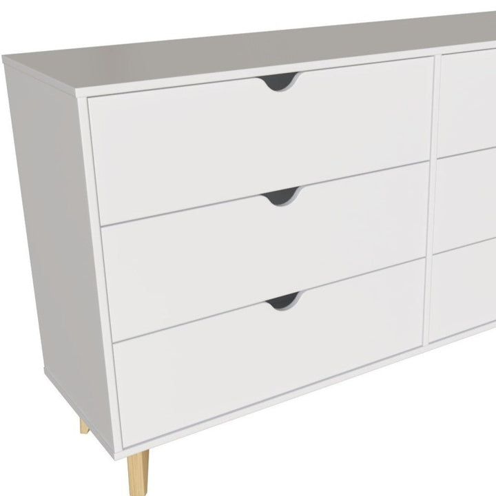 59" White Scoop Handle Six Drawer Double Dresser Image 7