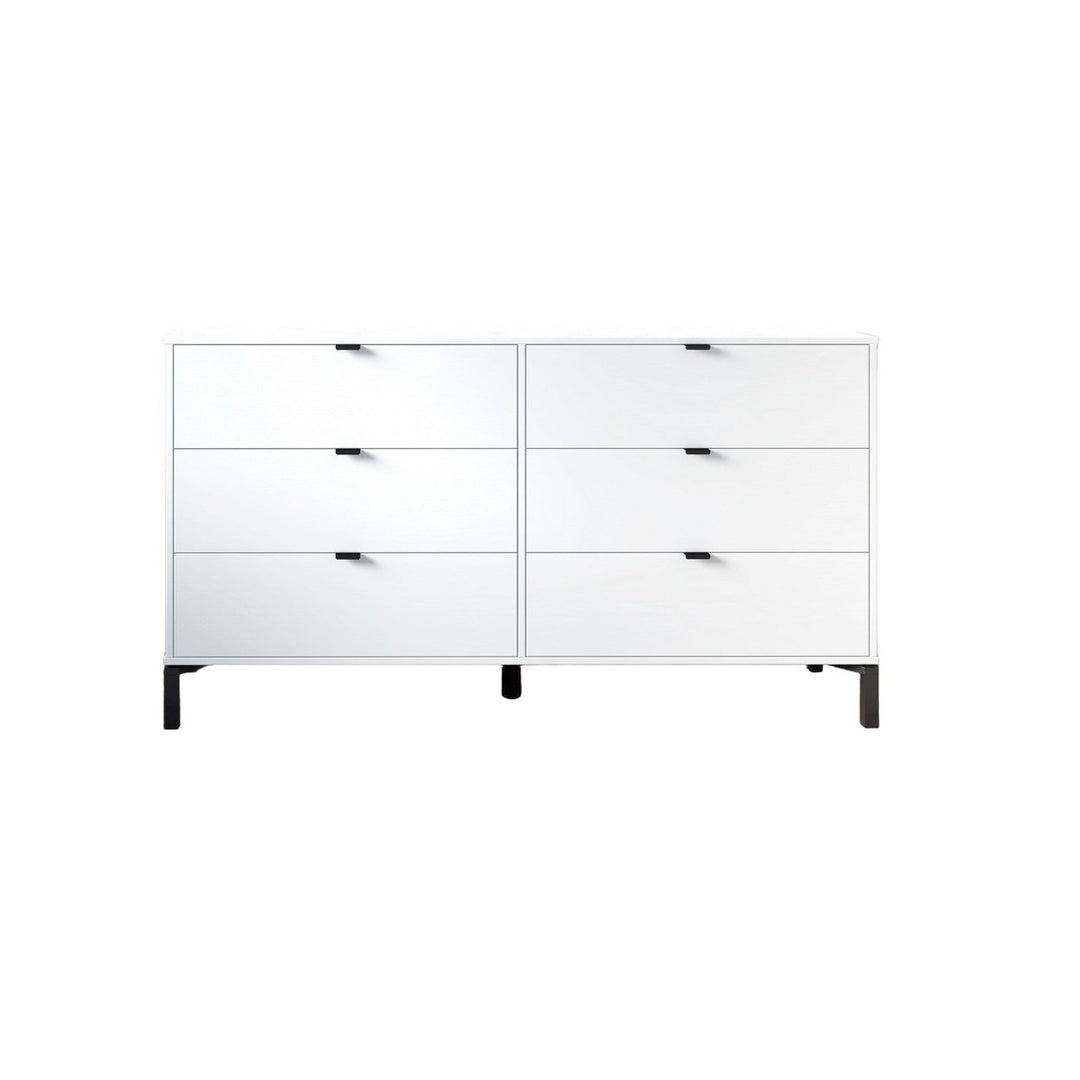 59" White and Black Six Drawer Double Dresser Image 6