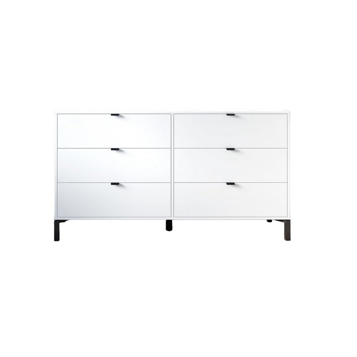 59" White and Black Six Drawer Double Dresser Image 6