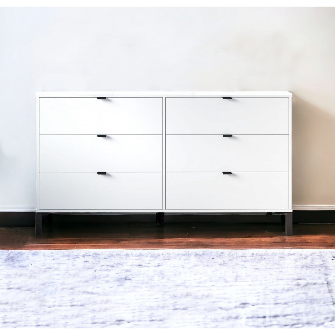 59" White and Black Six Drawer Double Dresser Image 7