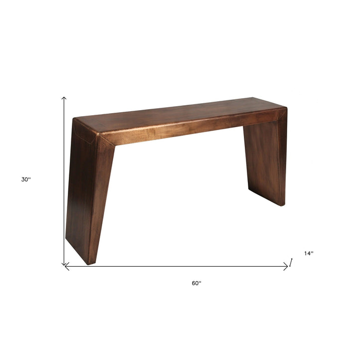 60" Copper Aluminum Sled Console Table Image 5