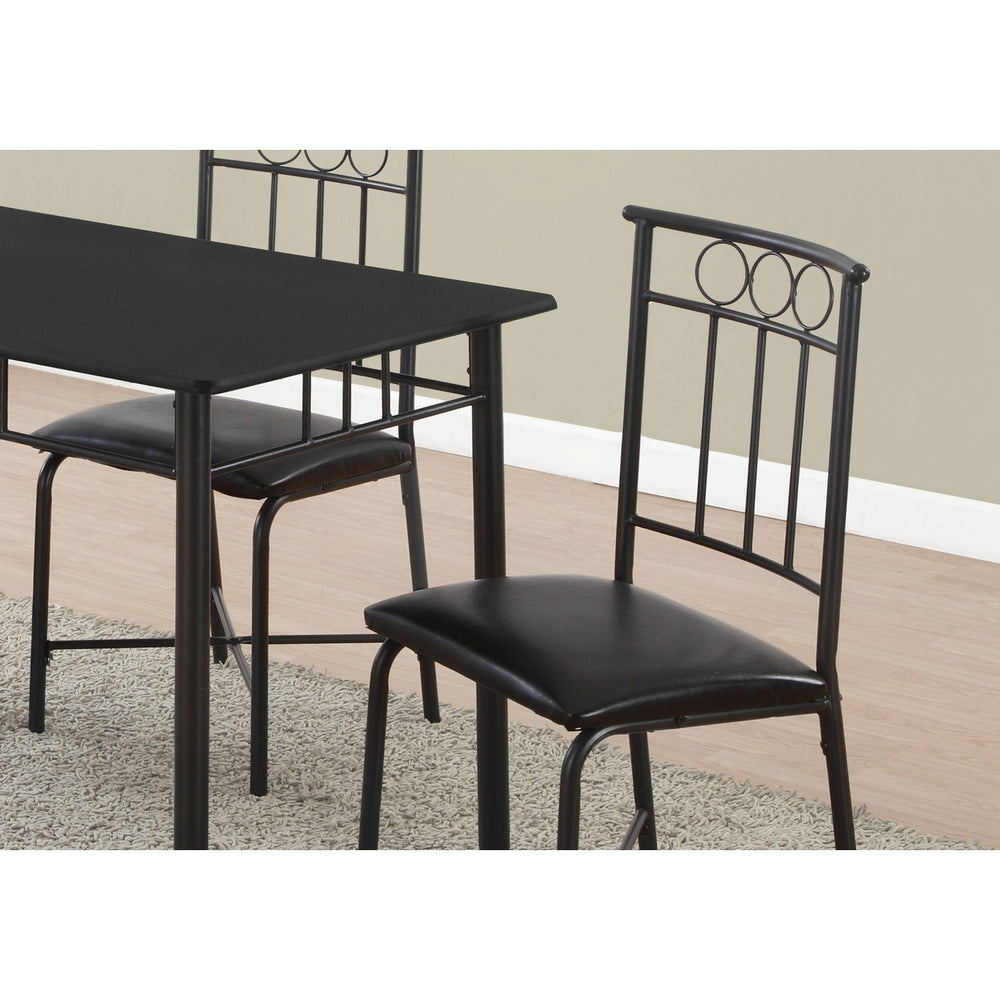 61.5" X 73.5" X 101" Black Metal Foam Polyurethane Leather Look Polyes 5Pcs Dining Set Image 2