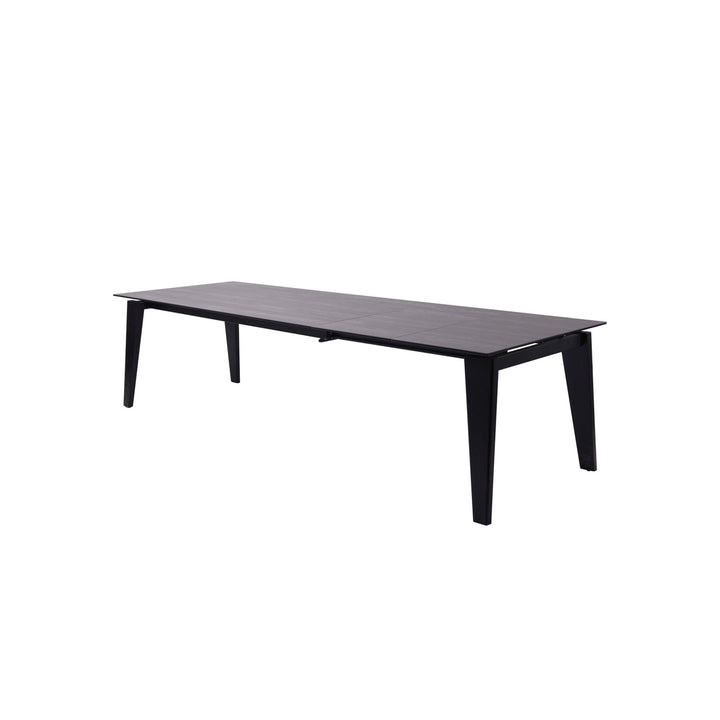 71" Gray And Black Ceramic And Solid Wood Drop Leaf Dining Image 1