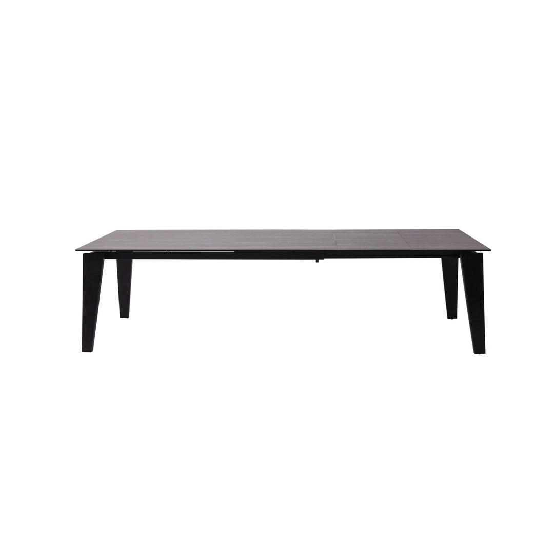 71" Gray And Black Ceramic And Solid Wood Drop Leaf Dining Image 4