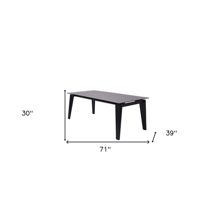 71" Gray And Black Ceramic And Solid Wood Drop Leaf Dining Image 6