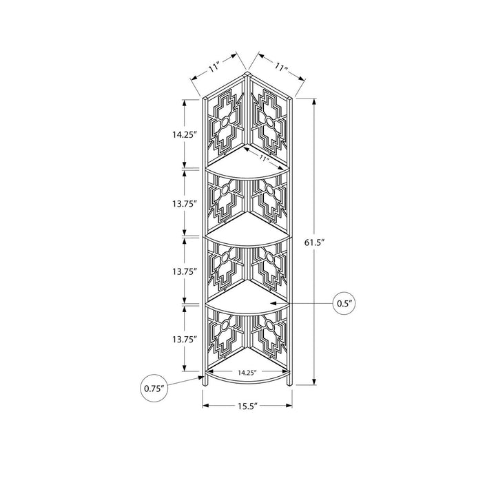 62" Espresso Metal Corner Bookcase Image 4