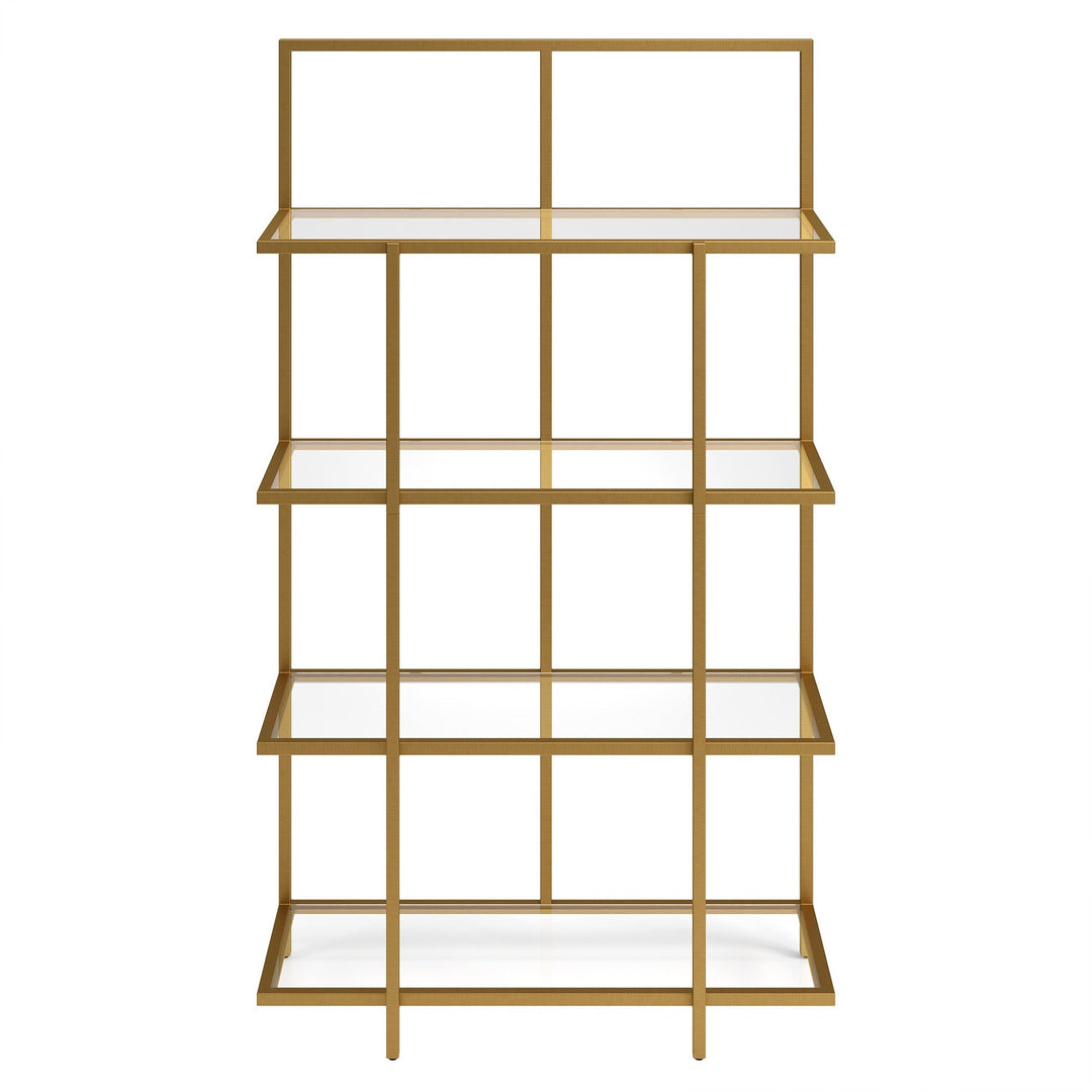 62" Gold Metal And Glass Four Tier Etagere Bookcase Image 2