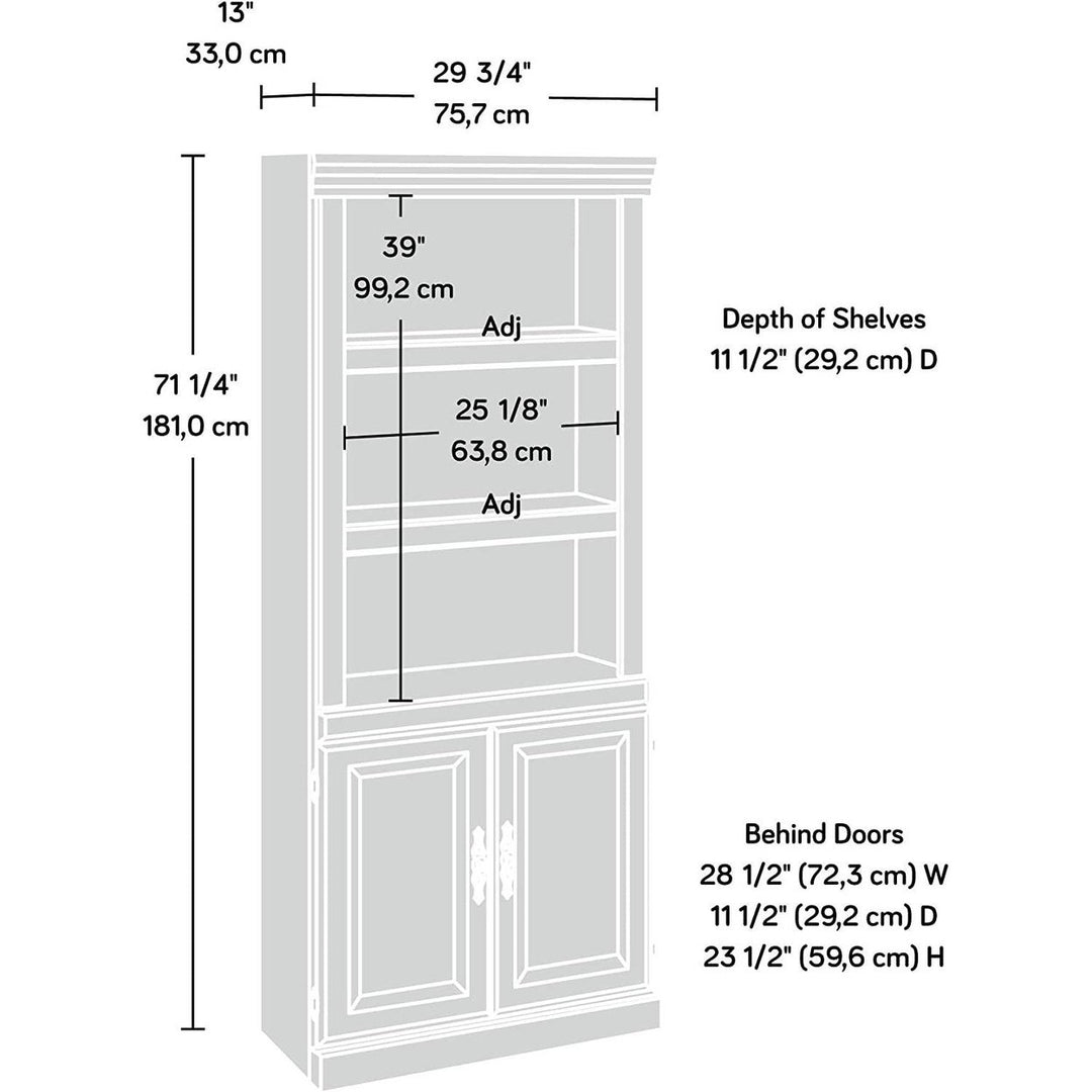 71-inch High 3-Shelf Wooden Bookcase with Storage Drawer in Cherry Finish Image 4