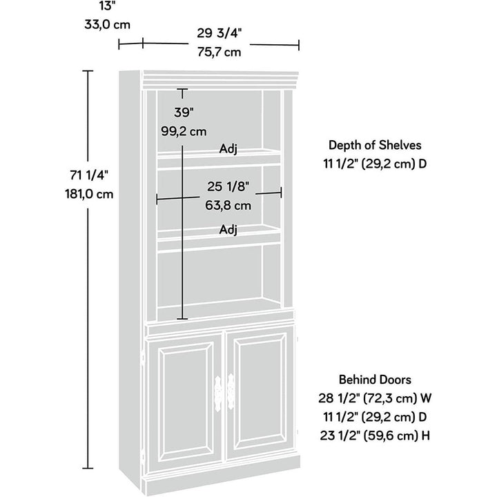 71-inch High 3-Shelf Wooden Bookcase with Storage Drawer in Cherry Finish Image 4