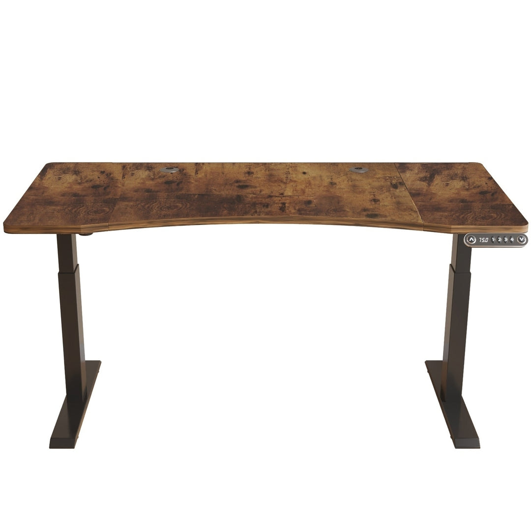 63" Adjustable Wood Brown and Black Standing Desk Image 2