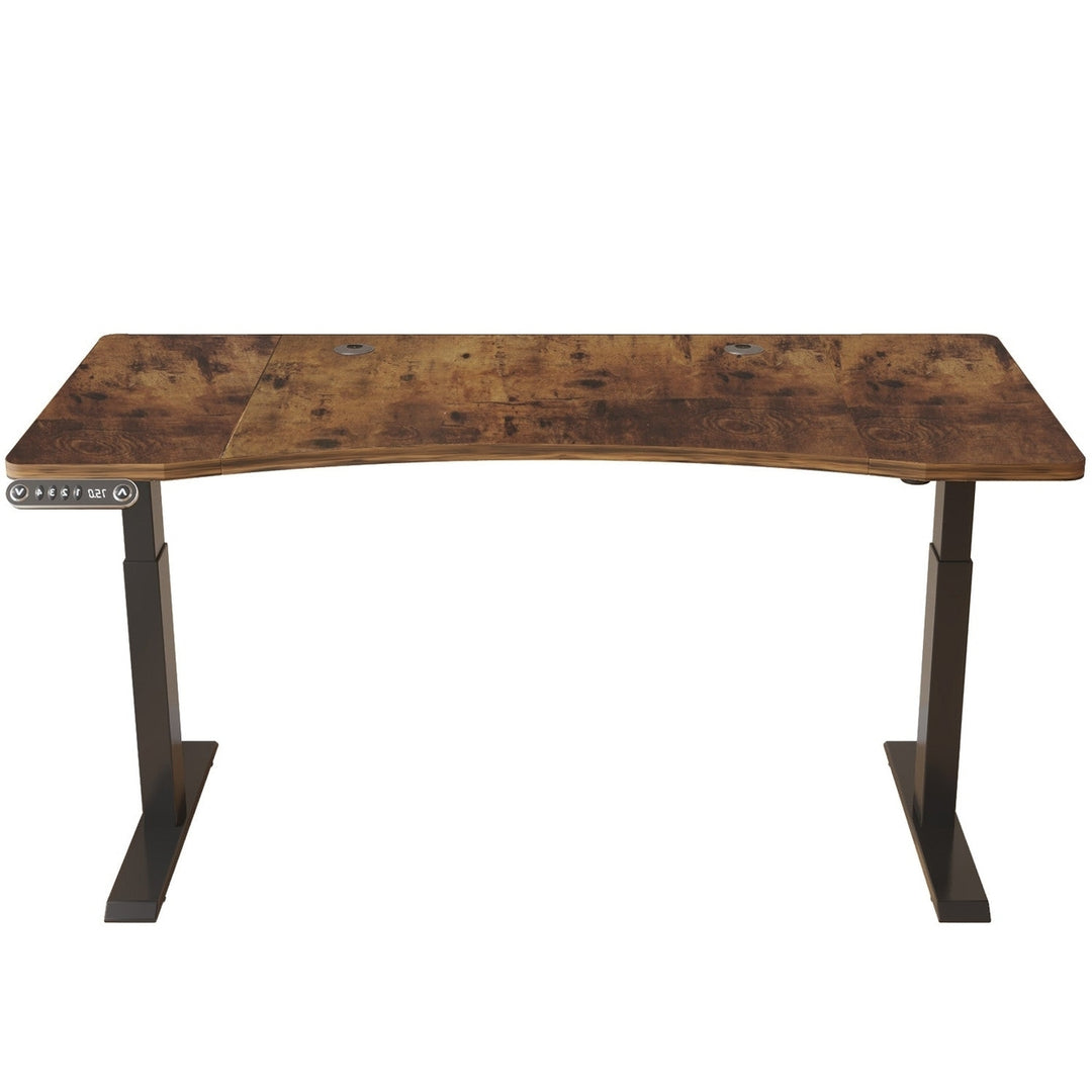 63" Adjustable Wood Brown and Black Standing Desk Image 3