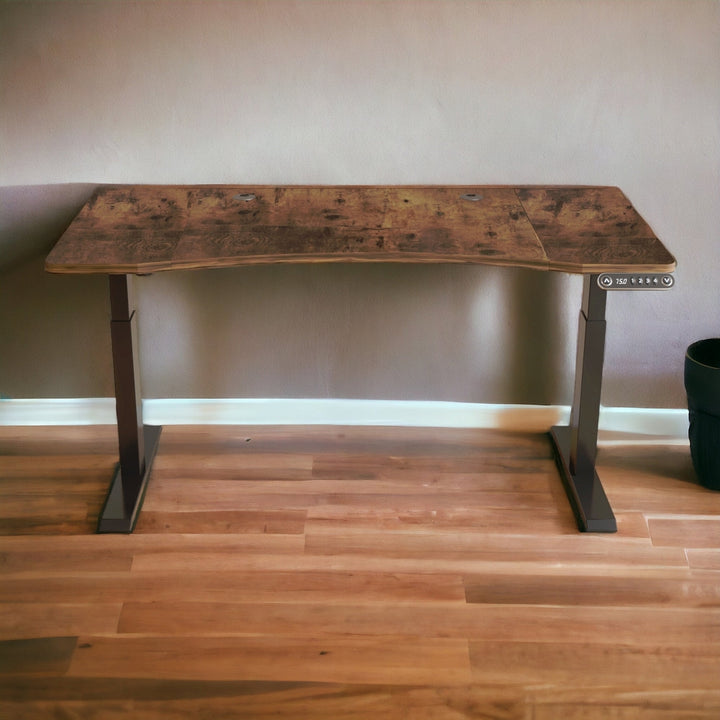 63" Adjustable Wood Brown and Black Standing Desk Image 4